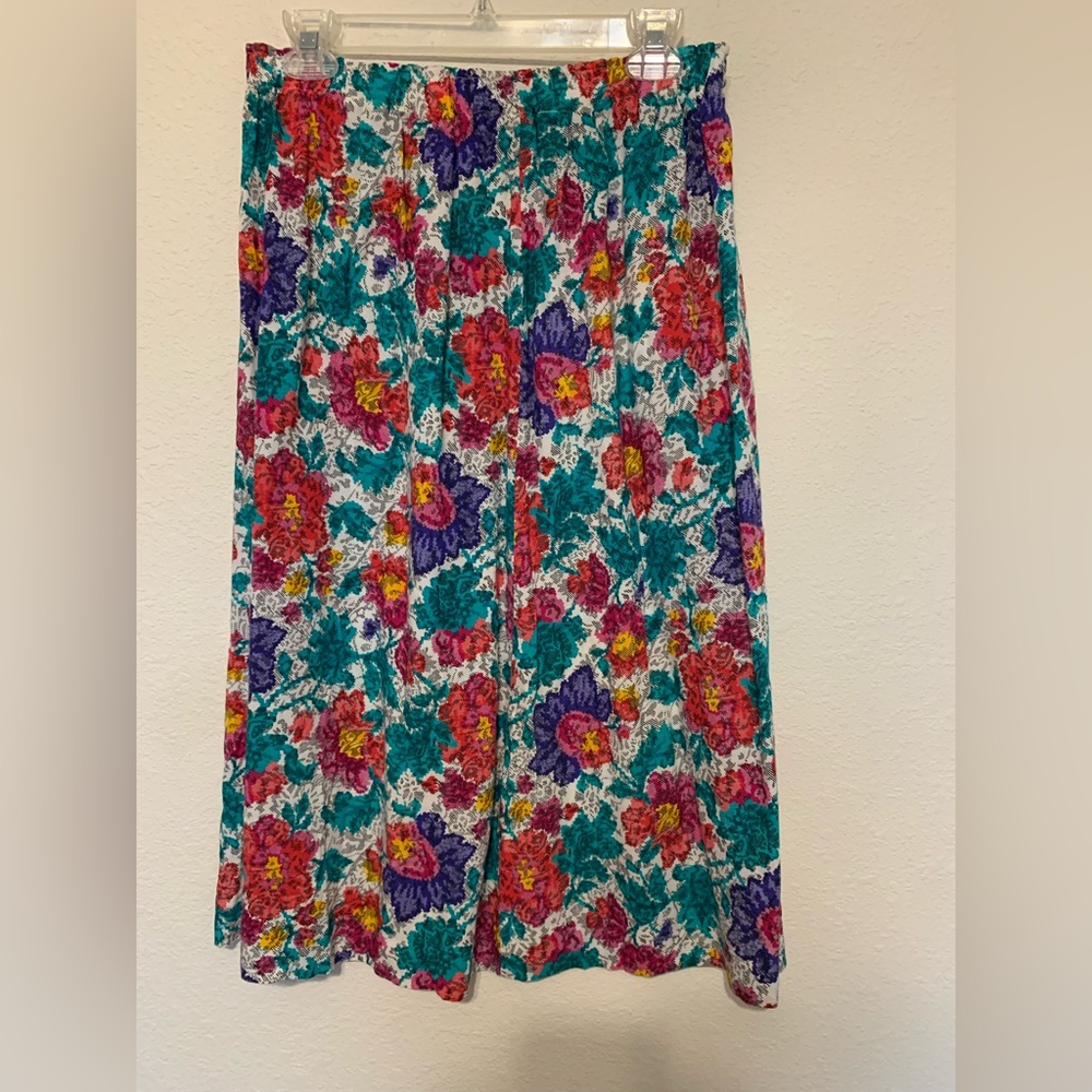 Donnkenny Vintage Floral Multicolor Women's‎ Midi Skirt Rayon Medium